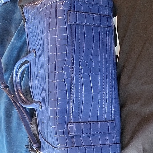 Ralph Lauren leather embossed royal blue tote bag with shoulder strap & dust bag - Picture 3 of 8